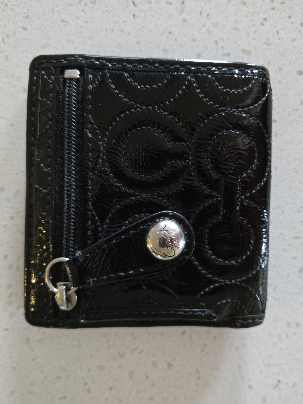 Coach Black Patent Leather Bifold Women's Wallet